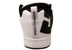 DC Shoes Mens Court Graffik Leather Lace Up Shoes White Black Black