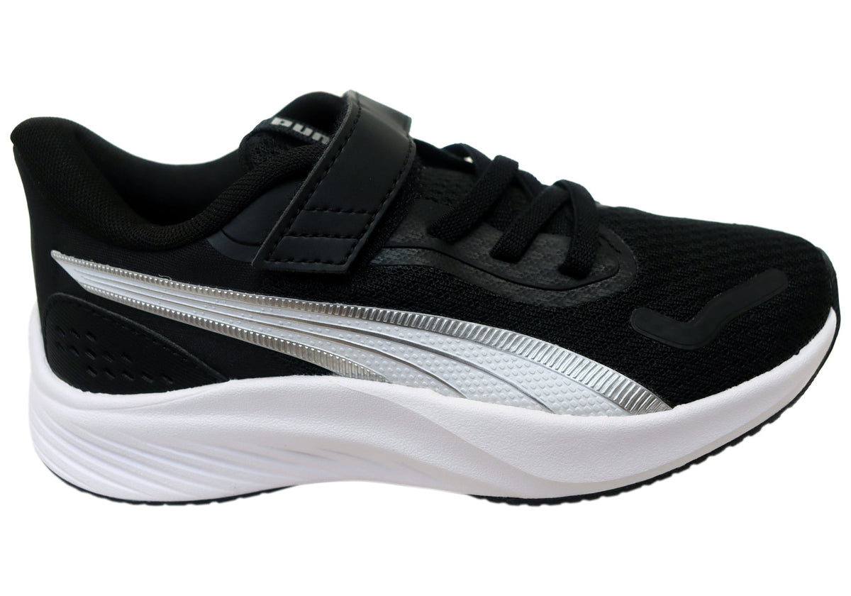 Puma Lite AC PS Kids Comfortable Athletic Shoes Black White