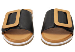 Orizonte Charm Womens Comfortable European Leather Slides Sandals