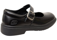 Skechers Kids Girls Leather Smooth Tracks Mary Jane School Shoes