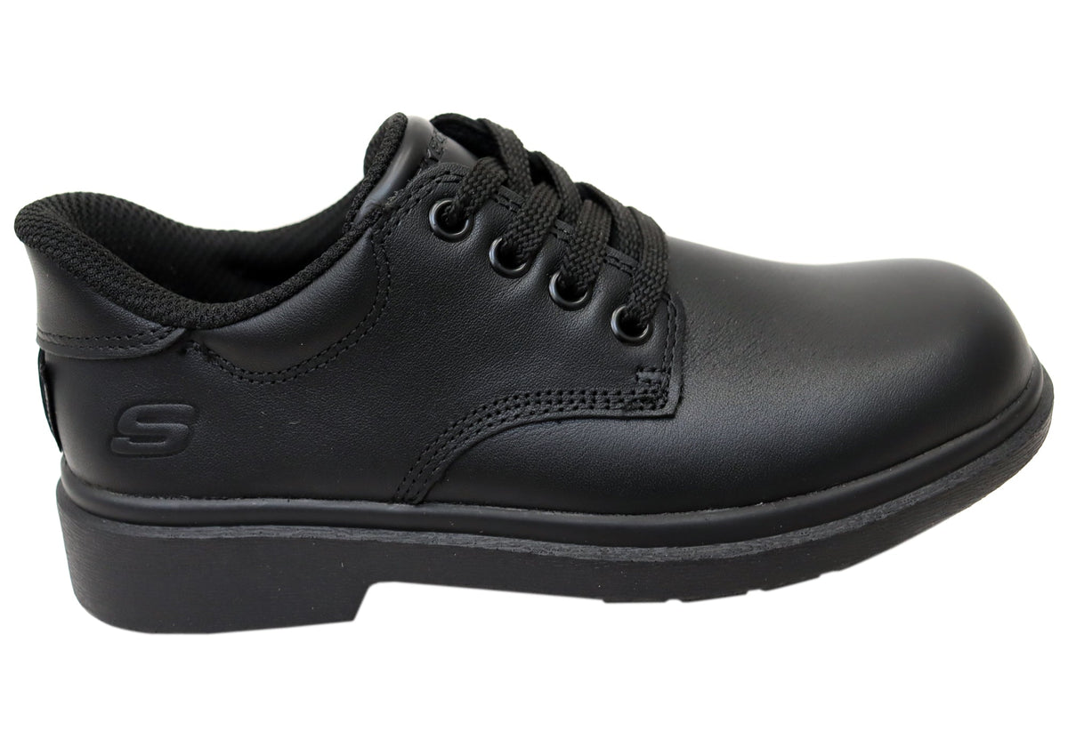 Skechers Unisex Kids Smooth Tracks Classic Frame Leather School Shoes