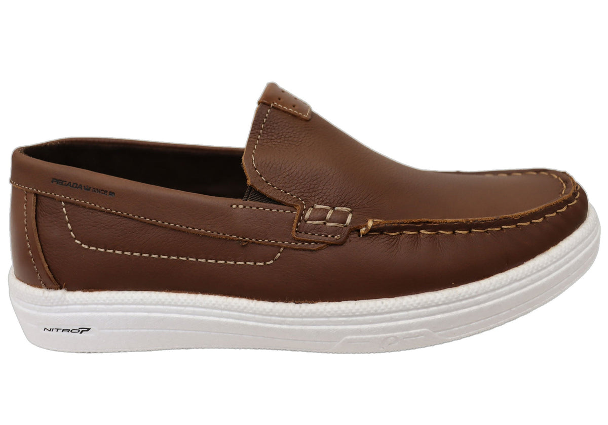 Pegada Renzo Mens Leather Comfort Casual Slip On Shoes Made In Brazil
