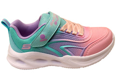 Skechers Kids Girls S Lights Sola Glow Color Breeze Shoes Aqua Pink
